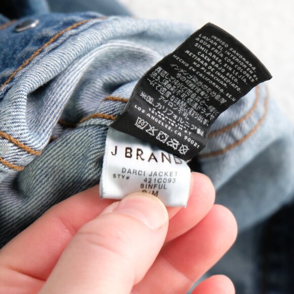 J Brand Jean Jacket Womens Small Blue Western Embroidered Darci Distressed - Picture 9 of 11